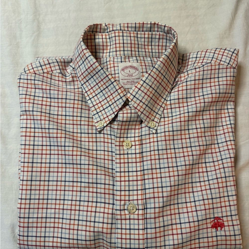 Brooks Brothers 100% cotton no iron, beautiful plaid shirt.